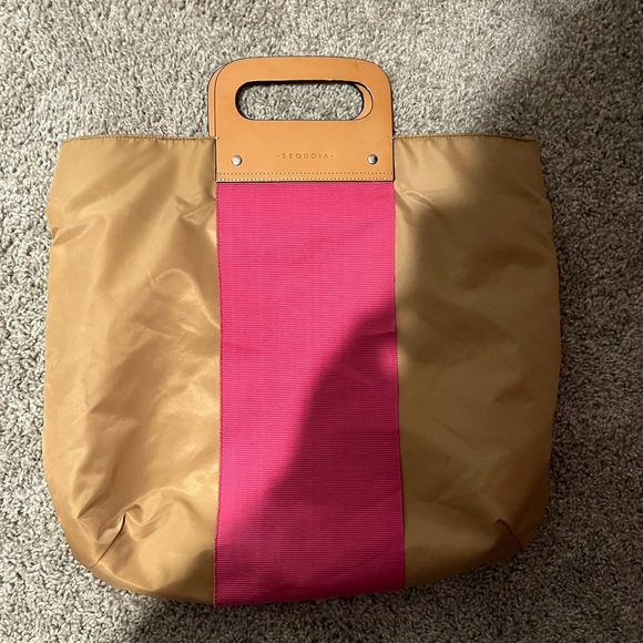 Sequoia Handbags - Sequoia Tan and Pink Tote Bag